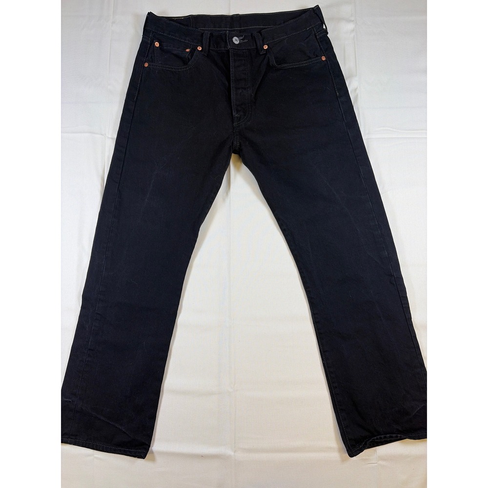 Levis 501 Original Fit Mens Black Straight Leg Button Fly Jeans 34x29
